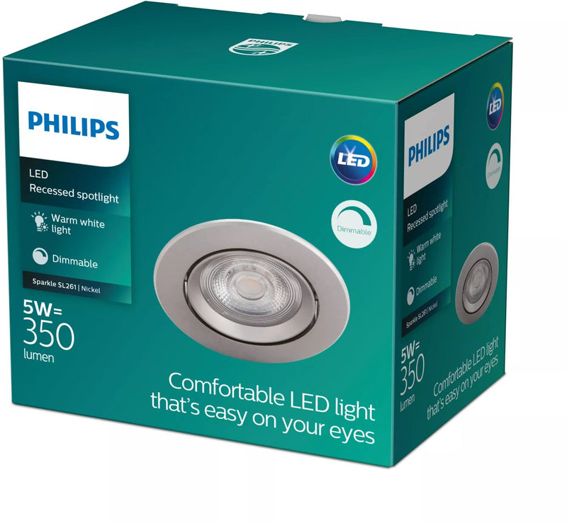 Philips led philips sparkle inbouwspot - 1-lichts - nikkel