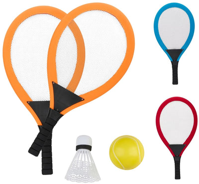 Eddy toys giant tennis set - reuze tennis set - groot tennis racket set - 4 delige tennisset met bal en shuttle - outdoor speelset voor kinderen - 1 willekeurige kleur