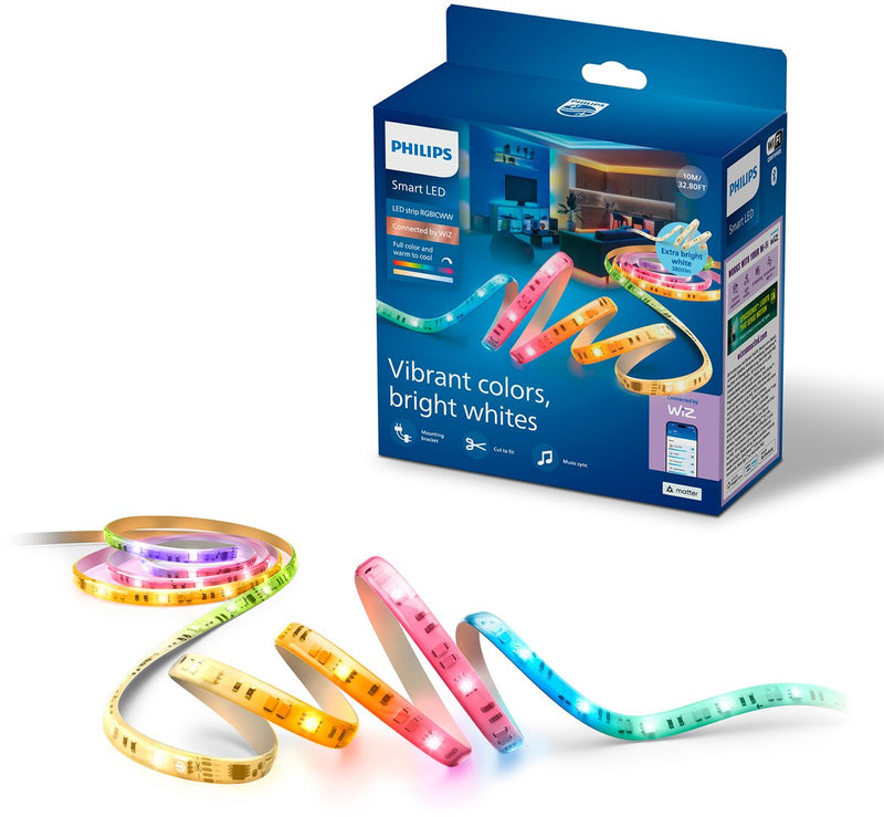 Philips lighting philips smart lighting - led strip - lengte: 10m - rgbicww - gekleurd en instelbaar wit licht - muzieksynchronisatie - werkt met de wiz app - wifi
