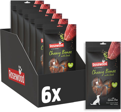 Rosewood chewy bones eend small - kauwkluiven - met eend en runderhuid - graanvrij - 6 x 80 g