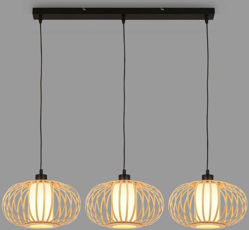 Briloner - rotti - hanglamp, 120 cm, 3x e27, max. 10w, houtkleurig
