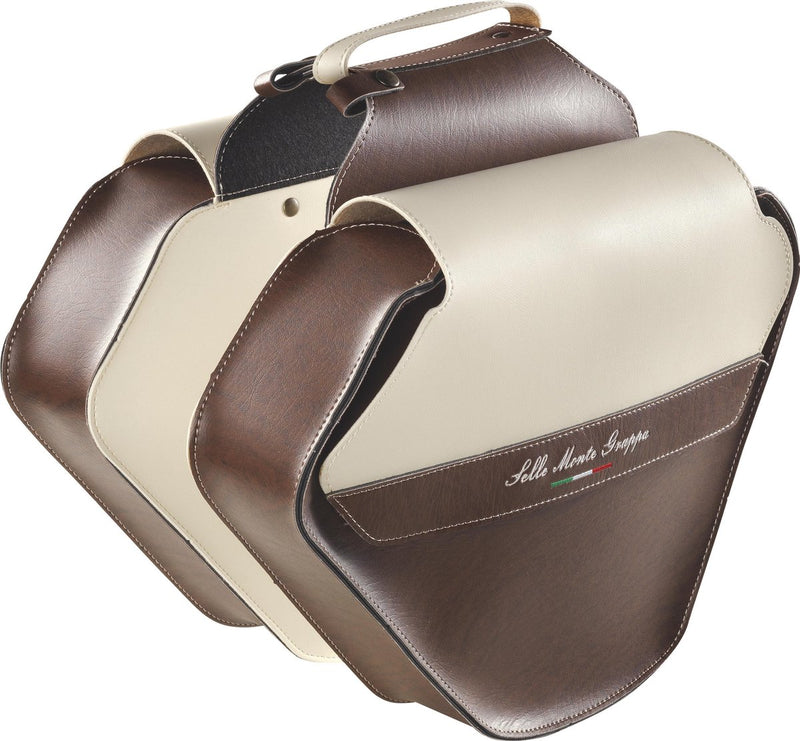 Selle monte grappa fashion - dubbele fietstas - kunstleer - 33 liter - donkerbruin wit