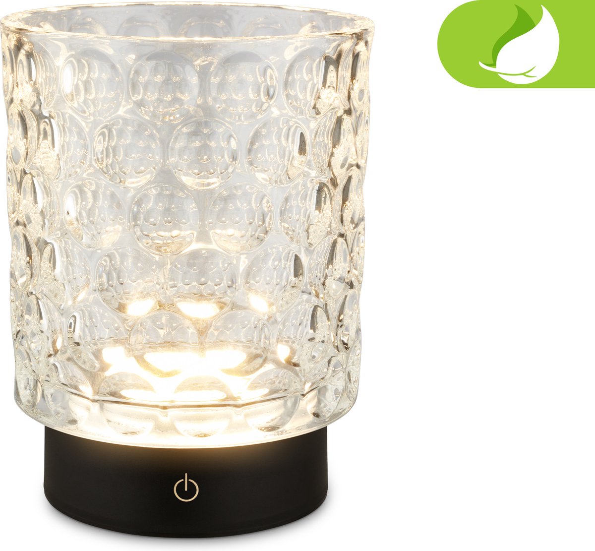 Briloner sunora - oplaadbare tafellamp - snoerloze tuinverlichting - glazen lamp - buitenlamp dimbaar - transparent - ø11 x 15 cm