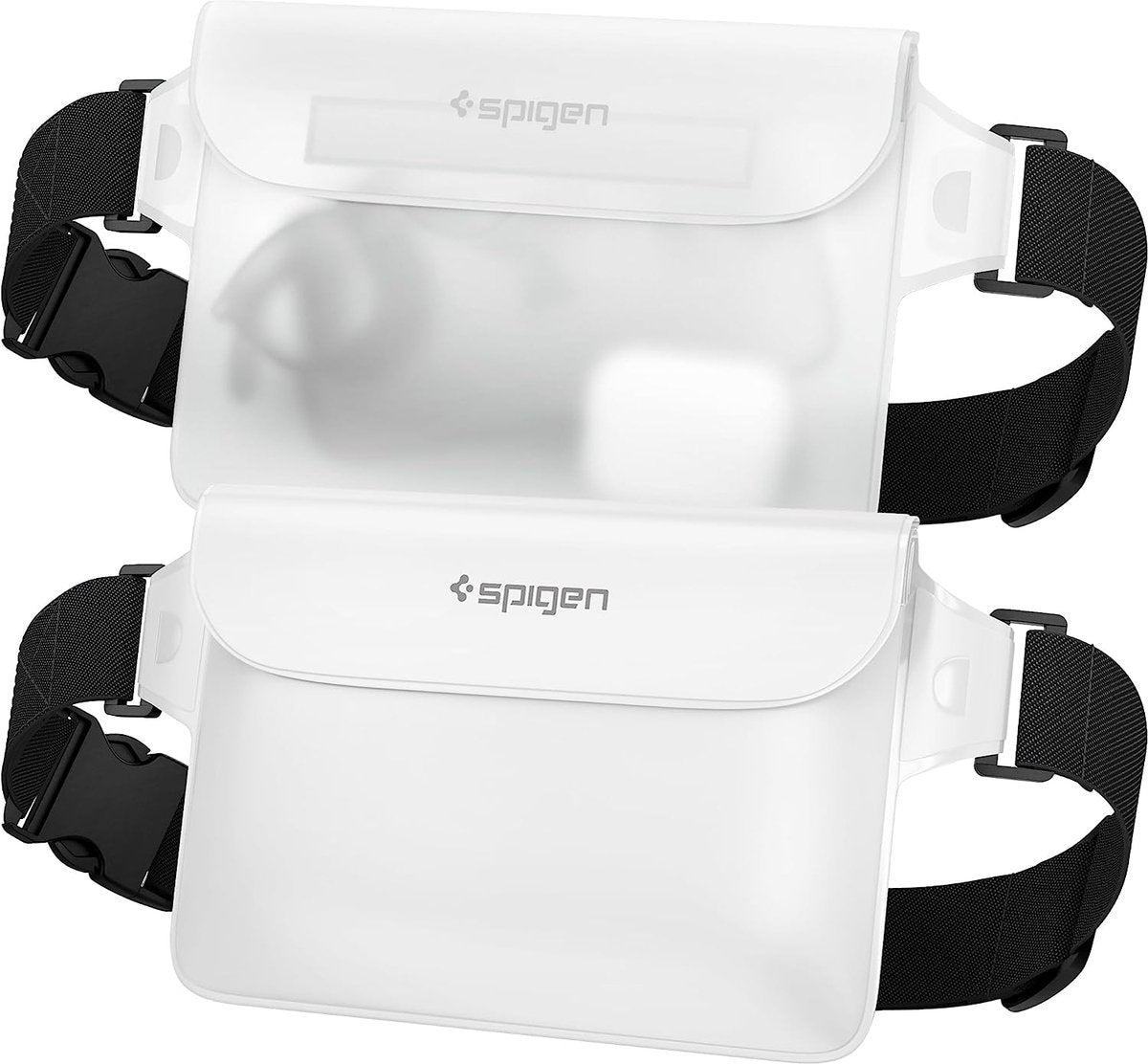 Spigen aqua shield waterdichte tas [2 stuks] tas heuptasje mobiele telefoonhoes heuptas mobiele telefoonhoes onderwaterstrand voor watersport -snow white