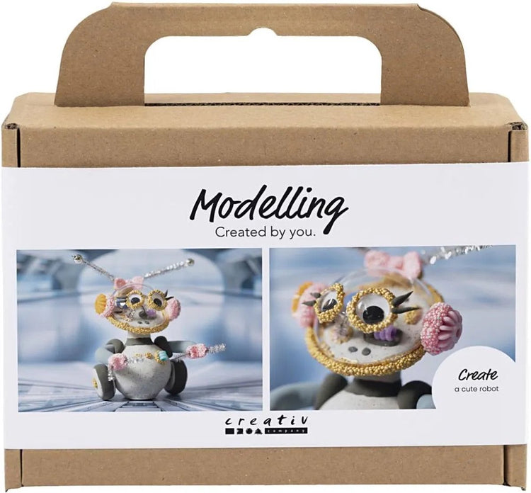 Creativ company http: www.cchobby.nl mini-hobbyset-boetseren-robot-grijs-roze-1-doos