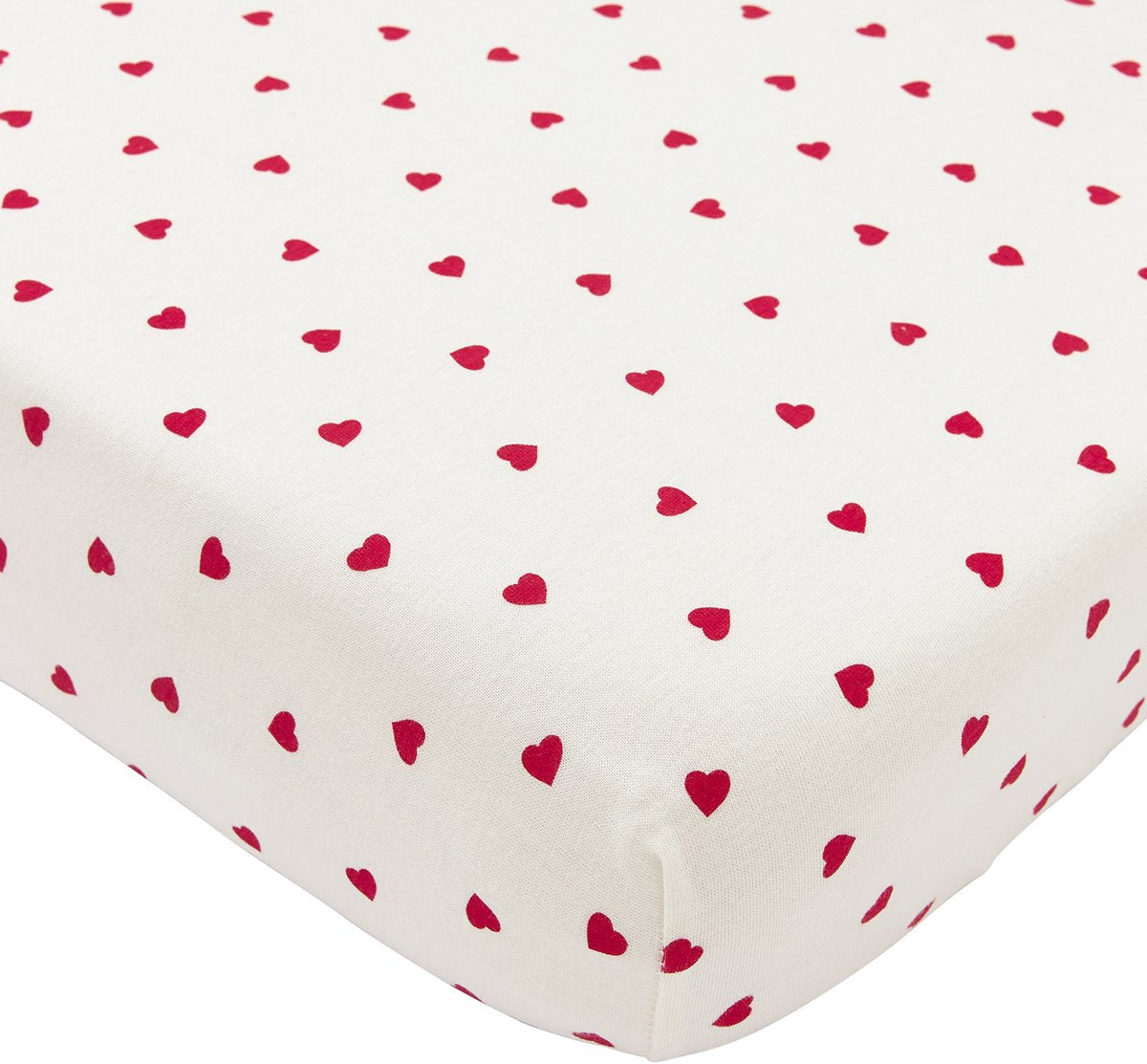 Meyco baby sweet heart hoeslaken junior bed - white red - 70x140 150cm