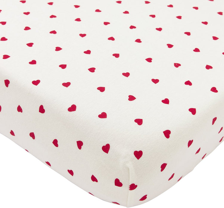Meyco baby sweet heart hoeslaken junior bed - white red - 70x140 150cm