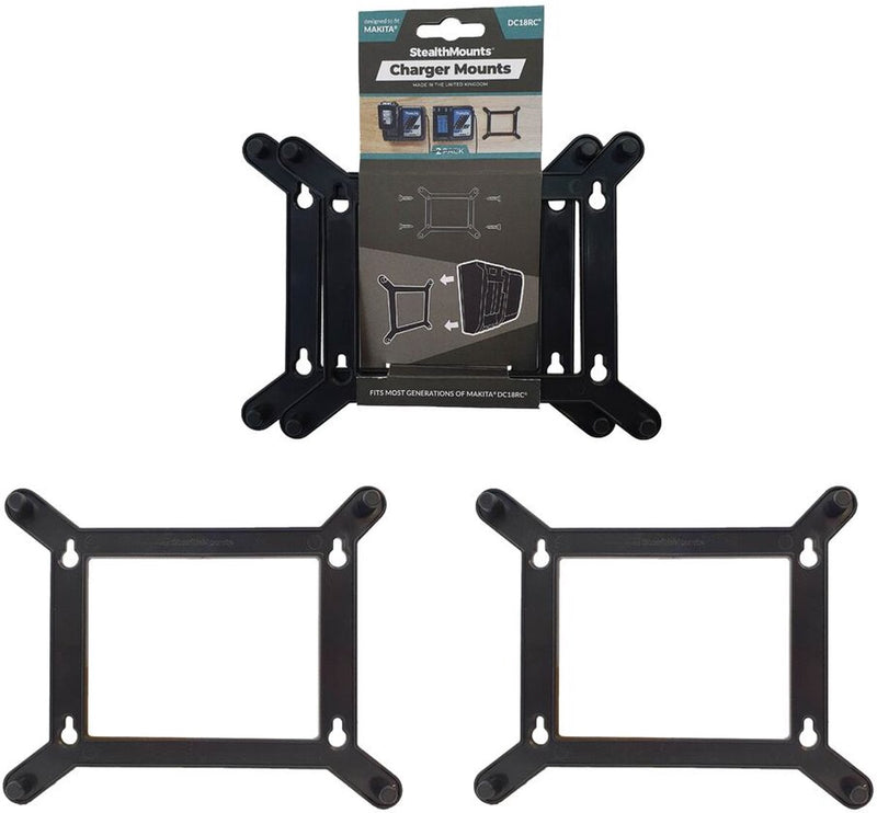 Stealthmounts - opladerhouder voor makita 18v lxt snellader dc18rc - zwart - 2-pack