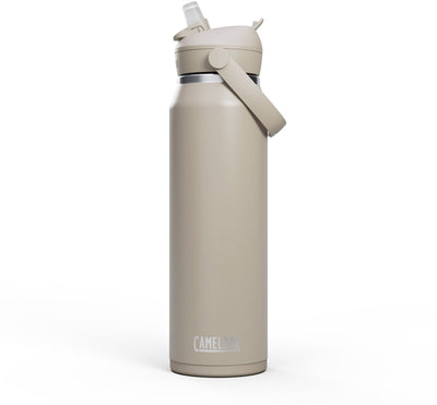 Camelbak thrive flip straw drinkfles - 1 l - rvs - met rietje - isolatie waterfles - beige