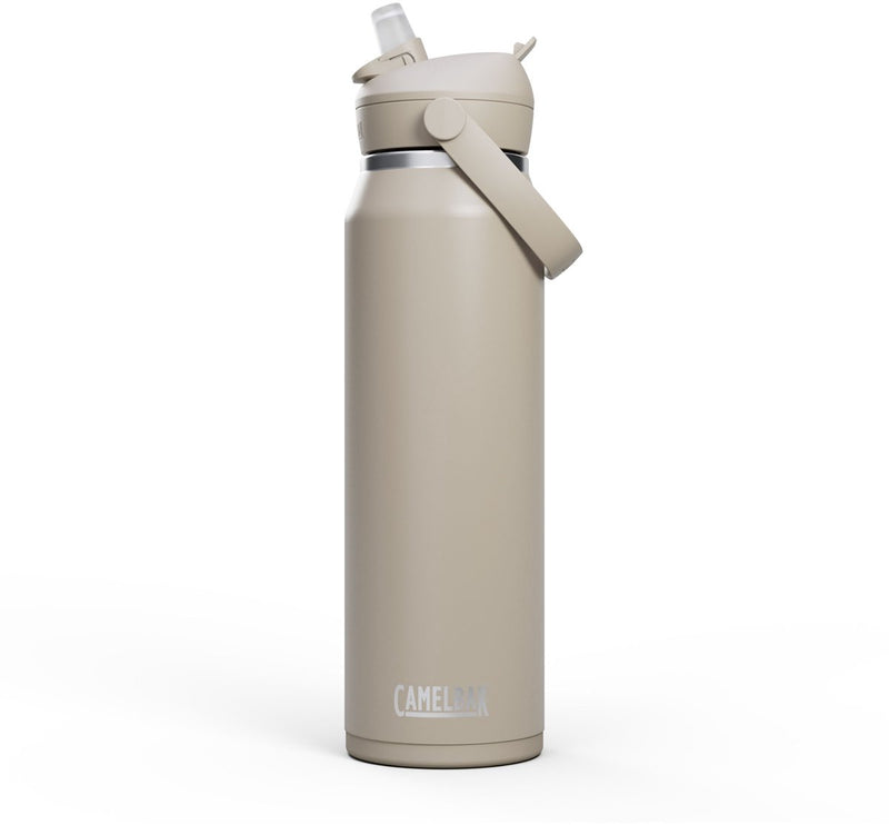 Camelbak thrive flip straw drinkfles - 1 l - rvs - met rietje - isolatie waterfles - beige