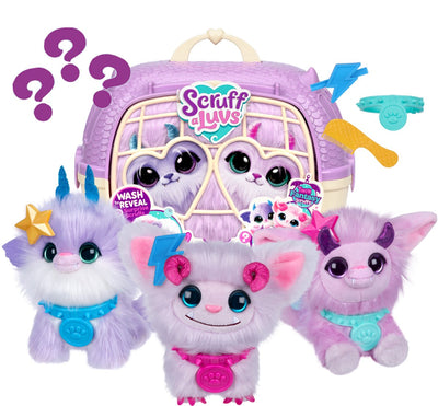 Moose scruff a luvs – twin fantasy knuffels in draagmand – 2 magische mystery pluche knuffels