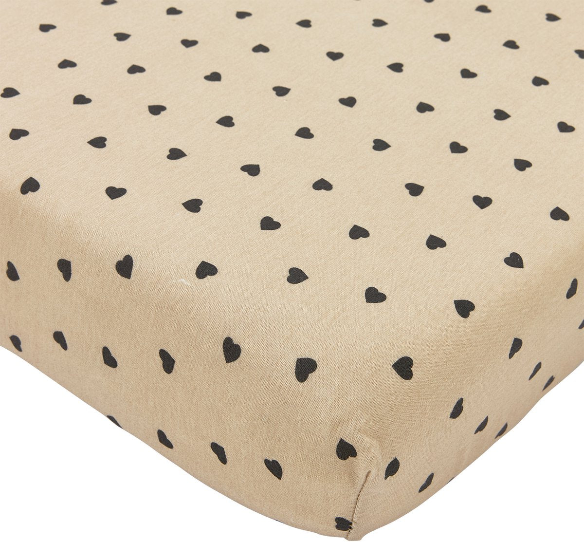 Meyco baby sweet heart hoeslaken co-sleeper - soft sand black - 50x90cm