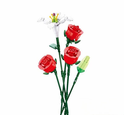 Sluban flowers bloemen rozenboeket bouwspeelgoed kunstbloemen decoratie - botanical flowers - bouwset voor volwassenen en kinderen bouwdoos met 267 bouwstenen – m38-b1121b