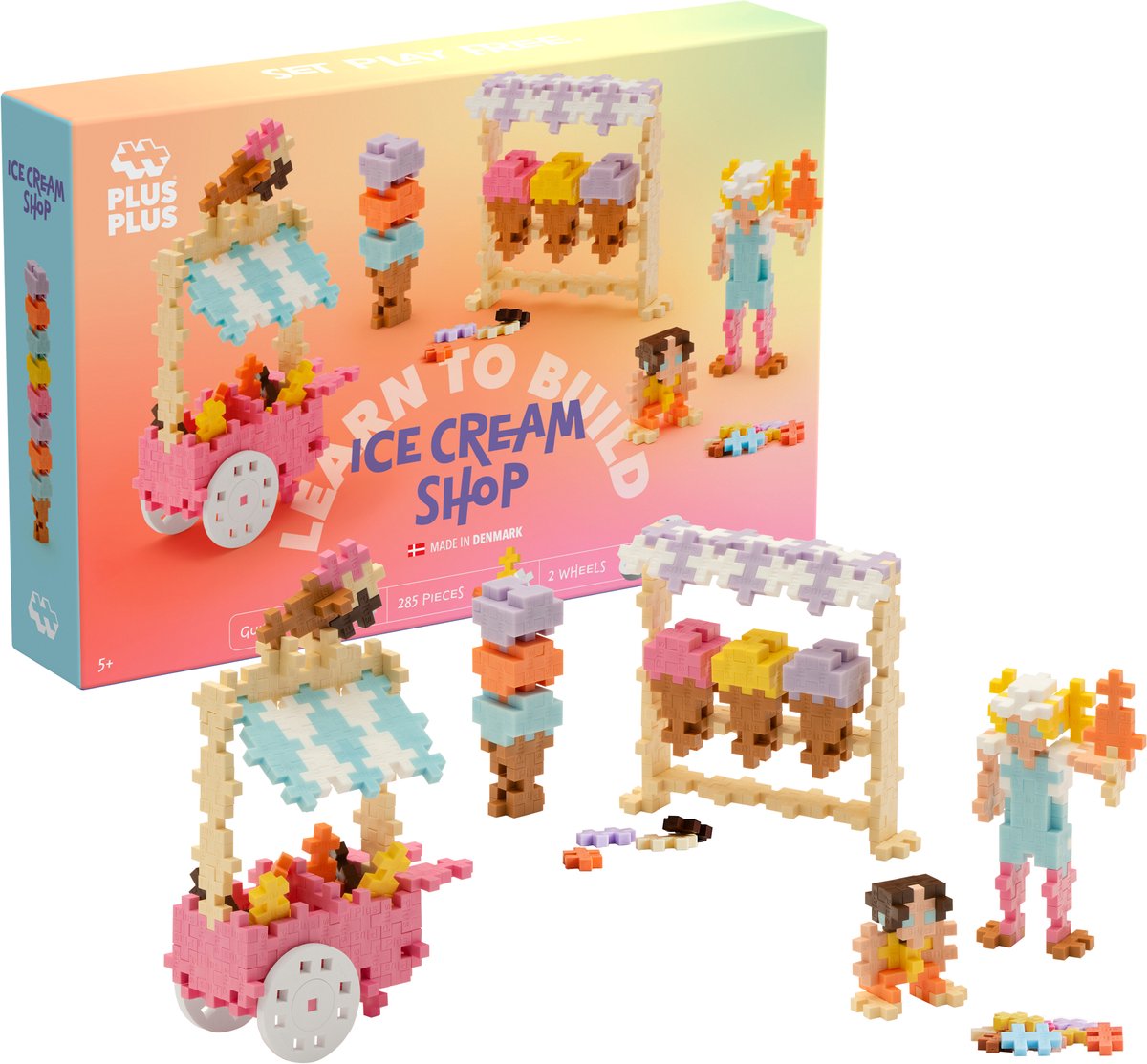 Plus-plus learn to build ice cream shop ijssalon - 285 delige bouwset – 4351 – bouwspeelgoed – constructiespeelgoed – set met bouwstenen – vanaf 5 jaar