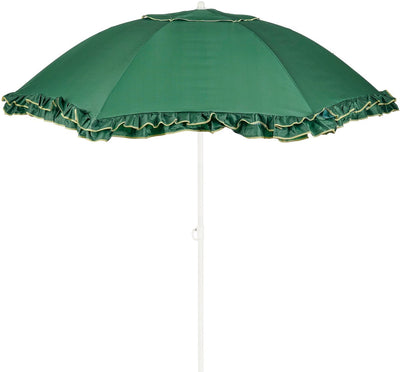 Mica decorations kantelbare parasol met ruches - stokparasol 238 x ø195 cm - tuin of balkonparasol - polyester, staal - groen