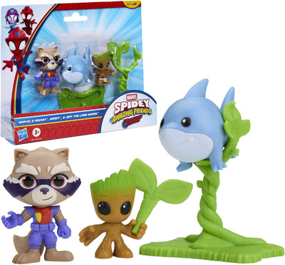 Hasbro marvel spidey and his amazing friends - rescue-webs marvel's rocket groot en jeff the land shark