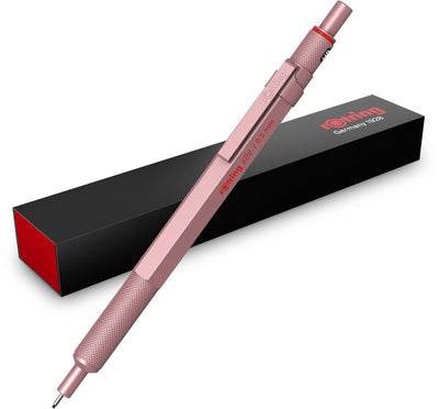 Rotring 600 vulpotlood | hb stift, 0,5 mm | volledig metalen behuizing | roségoud | antislip gekartelde grip zeshoekige houder