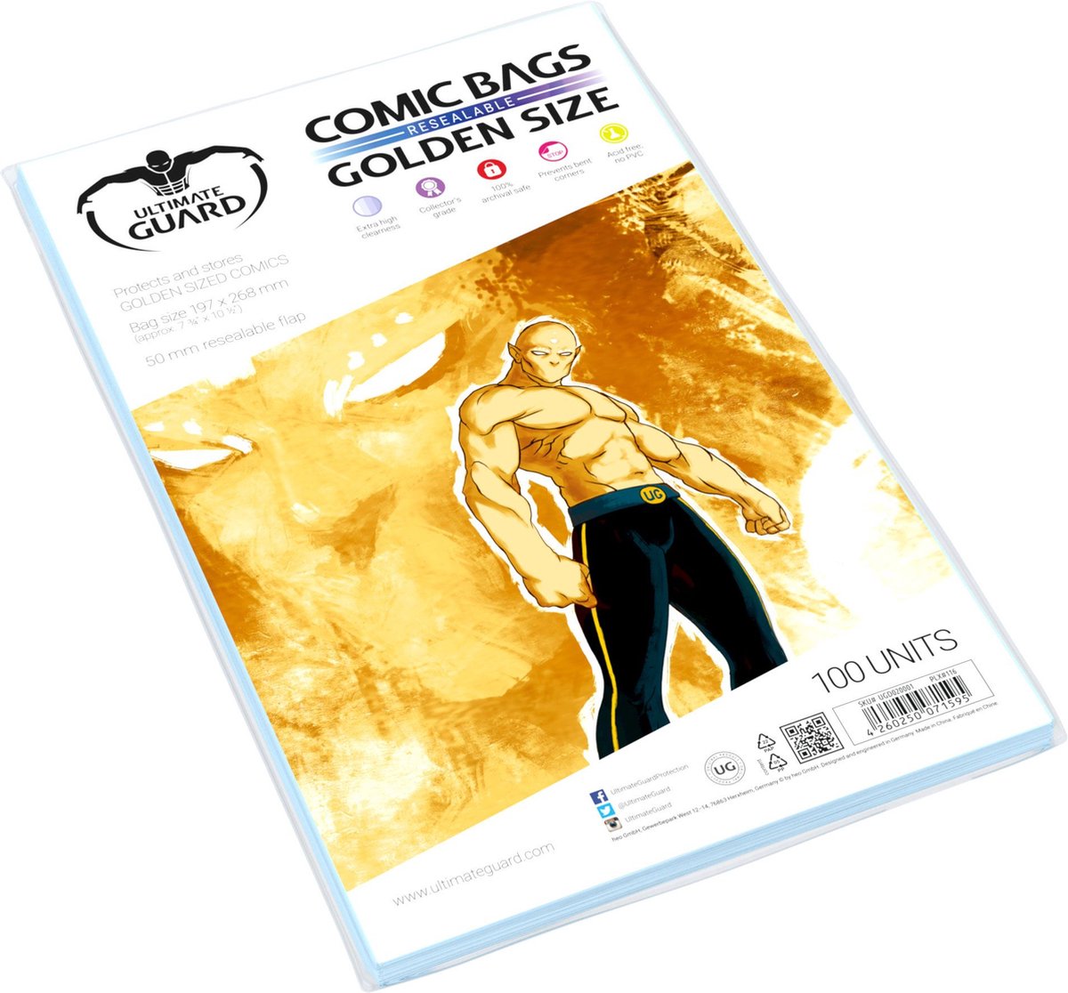 Ultimate guard comic bags resealable (100) - golden size