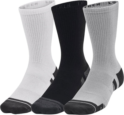Under armour ua performance tech 3pk crew-gry unisex sportsokken - mod grijs - wit - jet grijs