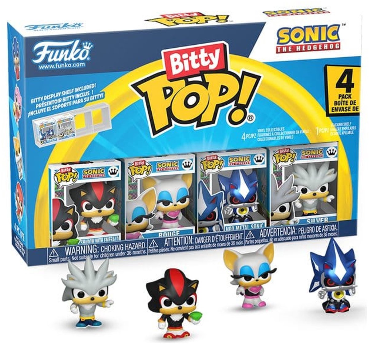 Funko sonic bitty pop! vinyl figure 4-pack shadow 2,5 cm mini-figuur - 2cm