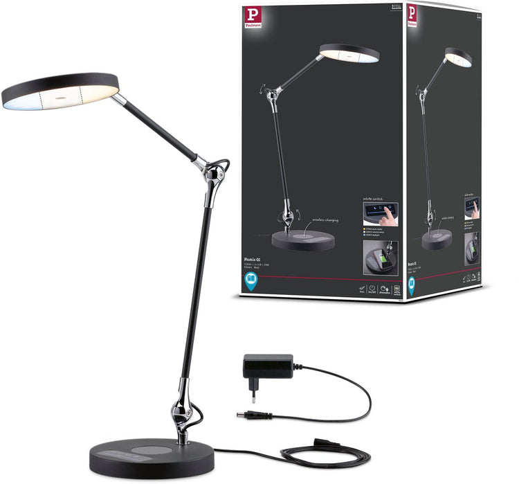Paulmann led-bureaulamp numis qi white switch 1000lm 11w zwart