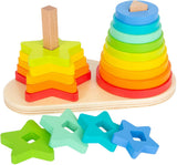 Small foot - houten stapeltoren regenboog cirkel en ster, 19dlg. - afbeelding 1