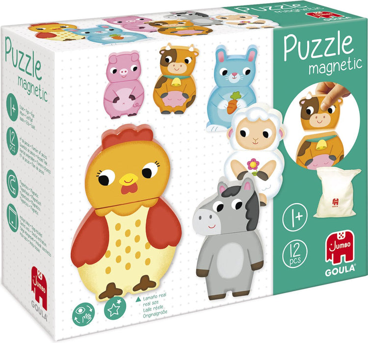 Goula jumbo - - magnetische puzzelstukken - boerderijdieren - puzzel - vanaf 1 jaar