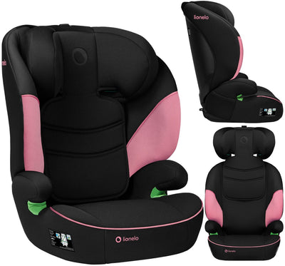 Lionelo lars i-size autostoeltje 100-150 cm – autostoel groep 2 3 – voorwaarts (fwf) – memory foam hoofdsteun – 10 verstelbare hoogtestanden – brede comfortzitting – wasbare bekleding – past in elke auto - roze