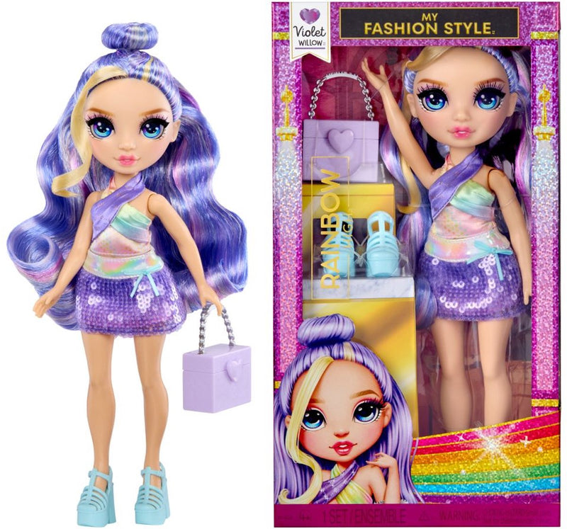 Rainbow high my fashion style violet - modepop van 28 cm met paarse statementoutfit en stijlvolle handtas. geweldig speelgoed of cadeau voor kinderen van 4-12 jaar