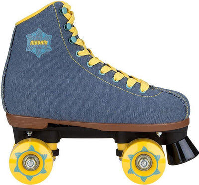 Nijdam retro rolschaatsen - denim rebel - denimblauw geel - maat 37
