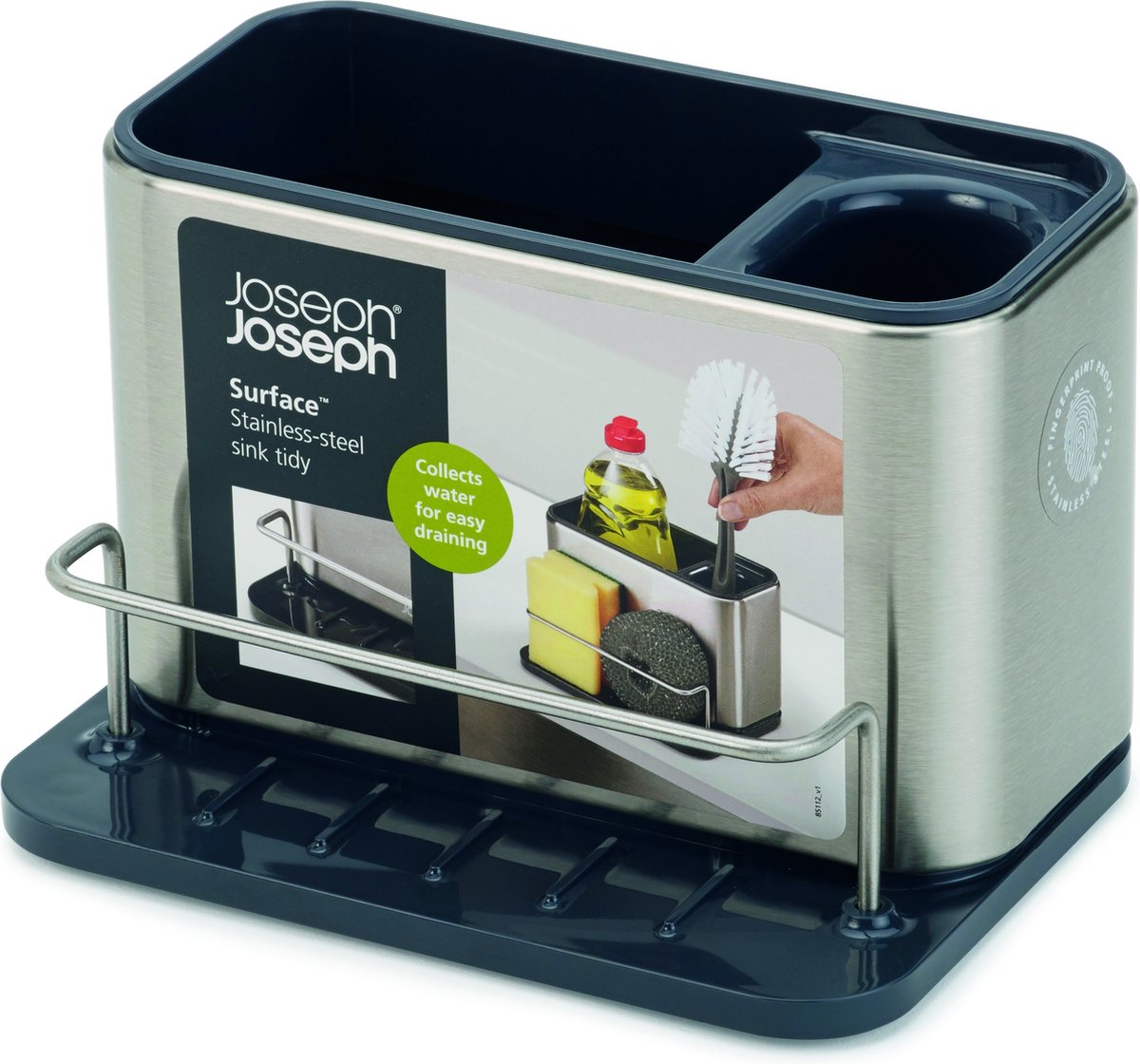 Joseph joseph - surface gootsteen organizer - kunststof - rvs en donkergrijs