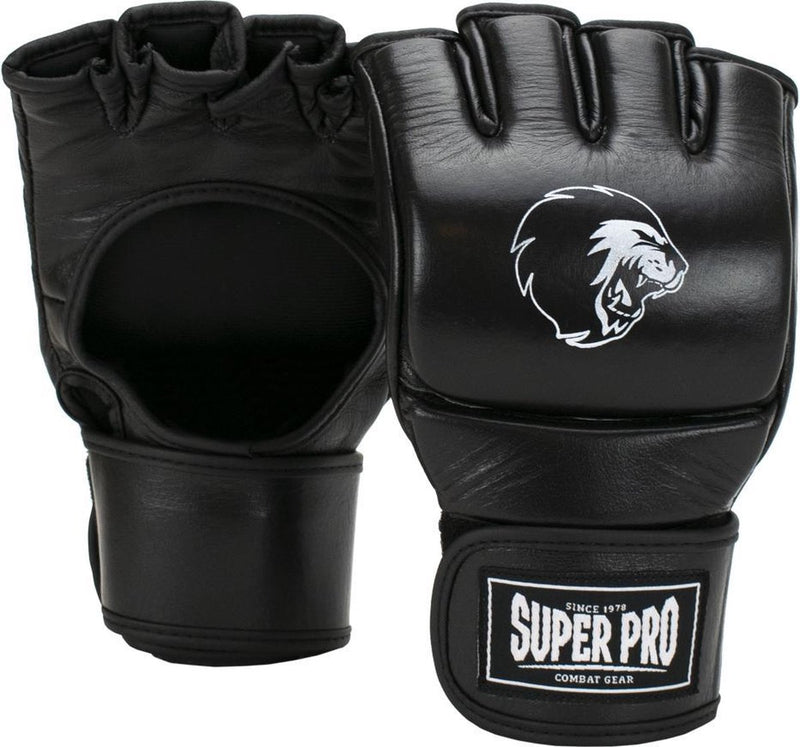Super pro combat gear slugger mma handschoenen leder zwart wit extra large