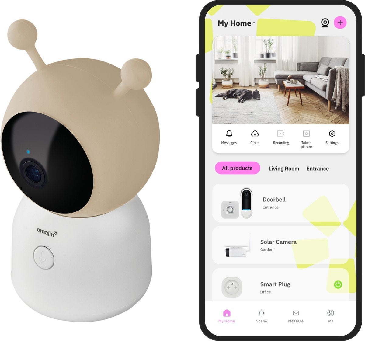 Omajin by netatmo omajin baby camera - ip-camera - babycam - 2k hd - pan tilt - bewegingsmelder - nachtzicht - tweerichtingsaudio - incl. 64gb microsd-kaart - wit