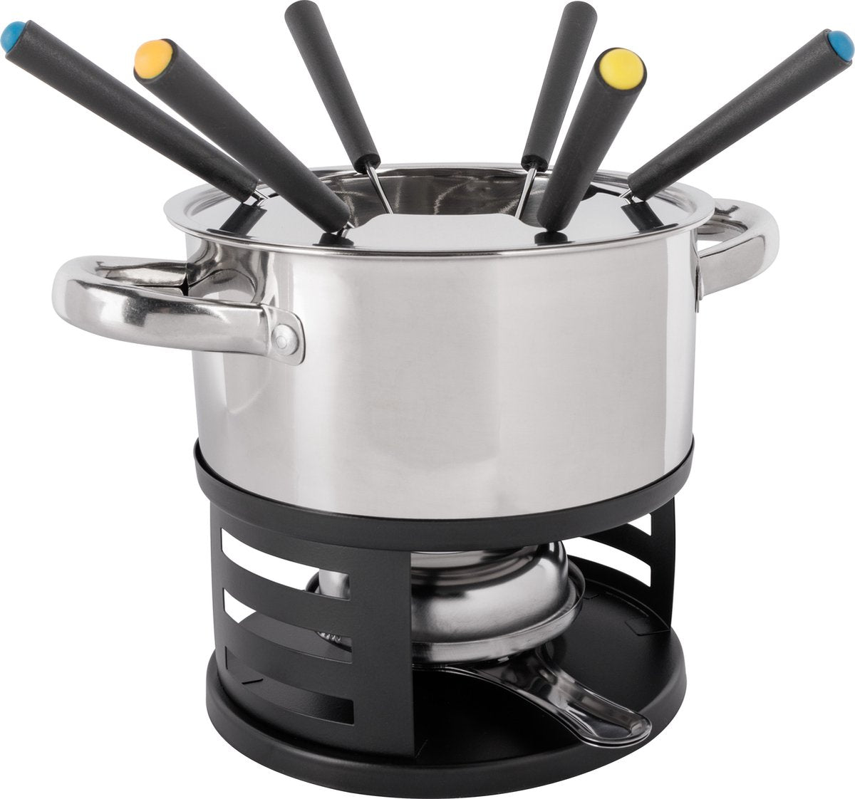 Cosy trendy fondue set met 6 vorken - rvs - ø 17cm