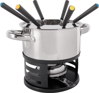 Cosy trendy fondue set met 6 vorken - rvs - ø 17cm