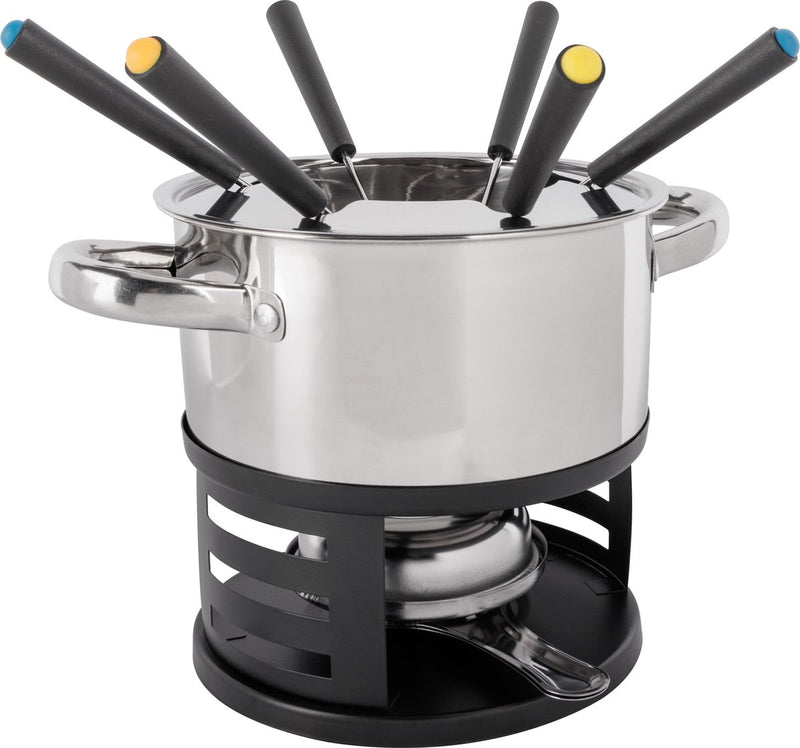 Cosy trendy fondue set met 6 vorken - rvs - ø 17cm