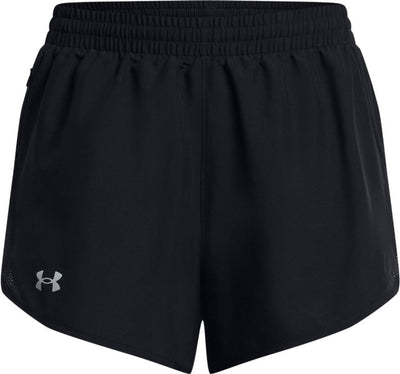 Under armour ua fly by 3'' shorts-blk dames sportbroek - zwart - wit - reflecterend