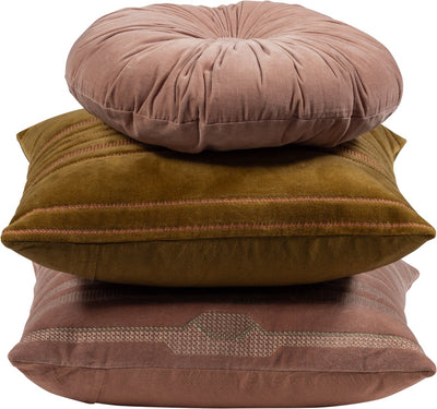 Woood feis kussens - velvet stof - roze naturel - set van 3