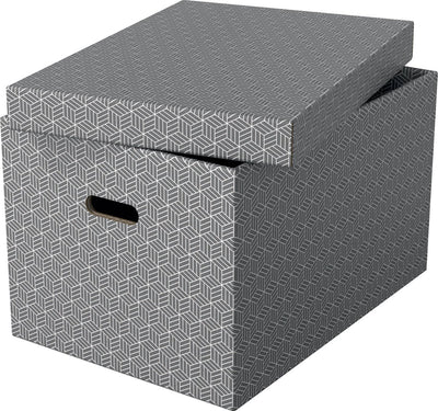 Esselte home grote opbergdoos met deksel, set van 3 stuks - 100% gerecycled karton en 100% recyclebaar - grijs