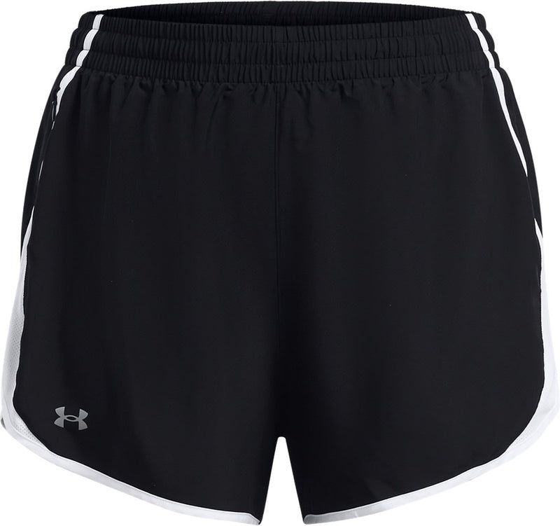 Under armour ua fly by 3'' shorts -blk dames sportbroek - zwart - wit - reflective