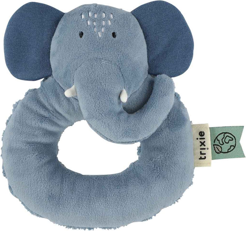 Trixie rammelaar - mrs. elephant - zacht baby speelgoed met knispergeluid - sensorisch speelgoed - vanaf 3 maanden