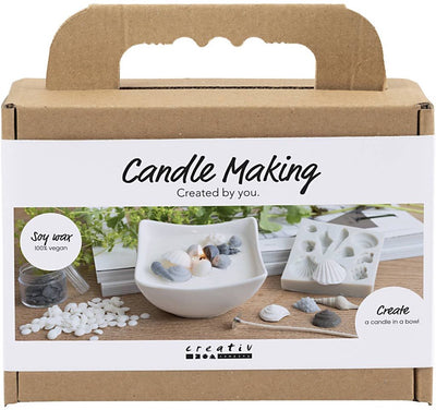 Creativ company cc mini hobbyset kaarsen maken schelpen grijs off-white