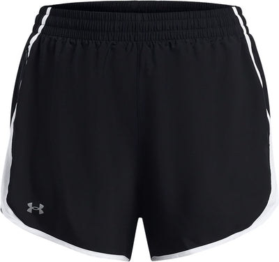 Under armour ua fly by 3'' shorts -blk dames sportbroek - zwart - wit - reflective