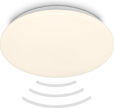 Briloner - led badkamerlamp - badkamerverlichting met bewegingsmelder - warm wit licht - ø35 x 5.5 cm - wit
