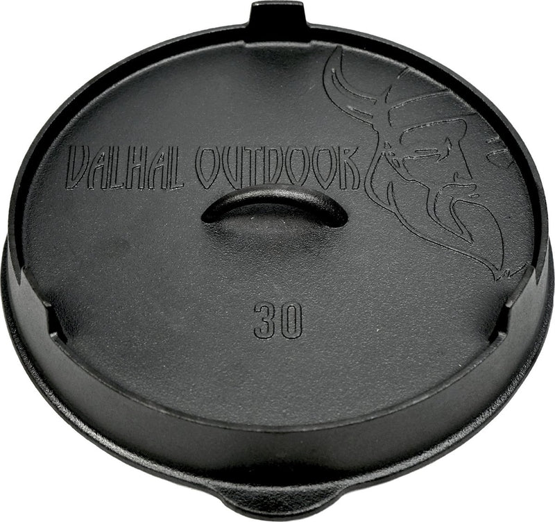 Valhal outdoor - gietijzeren deksel voor skillet koekenpan 30cm - kan ook als grillpan gebruikt worden, vh.lid30