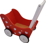 Playwood poppenwagen rood met hartjes - afbeelding 1