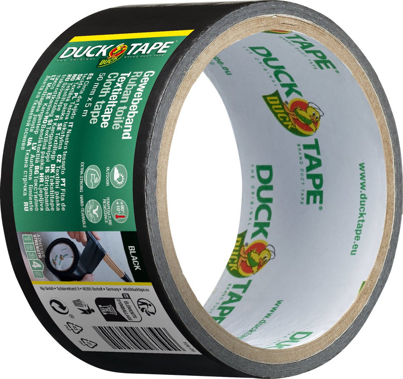 Kip ducktape original - premium duct tape textieltape - zwart 50 mm x 5 m - weerbestendig, waterdicht en met de hand afscheurbaar - universeel inzetbaar voor langdurig repareren, afdichten en beschermen van steen, metaal en hout