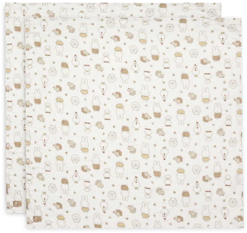 Jollein hydrofiele doek large - 115x115cm - miffy family farm - 2 stuks