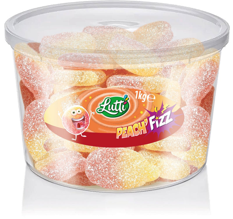Lutti - peach’fizz - zure snoepjes -perzikmaak - silo - 1kg