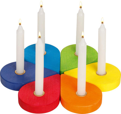 Goki houten verjaardagskrans kandelaars, 6dlg.